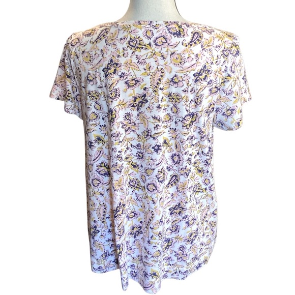 Old Navy Cream Floral Scoop Neck Swim T-Shirt, Medium Style 552577 Hi Low - Picture 7 of 9